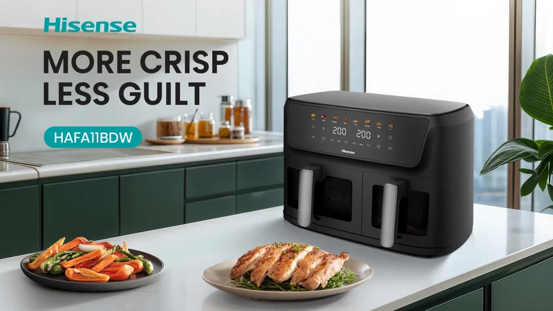 Hisense 11 Litre Dual Basket Air Fryer With Window And Colour display