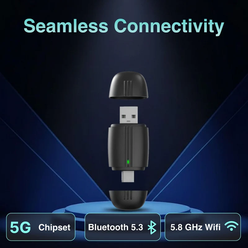 Laser Wireless Dongle for CarPlay/Android Auto USB-A and USB-C
