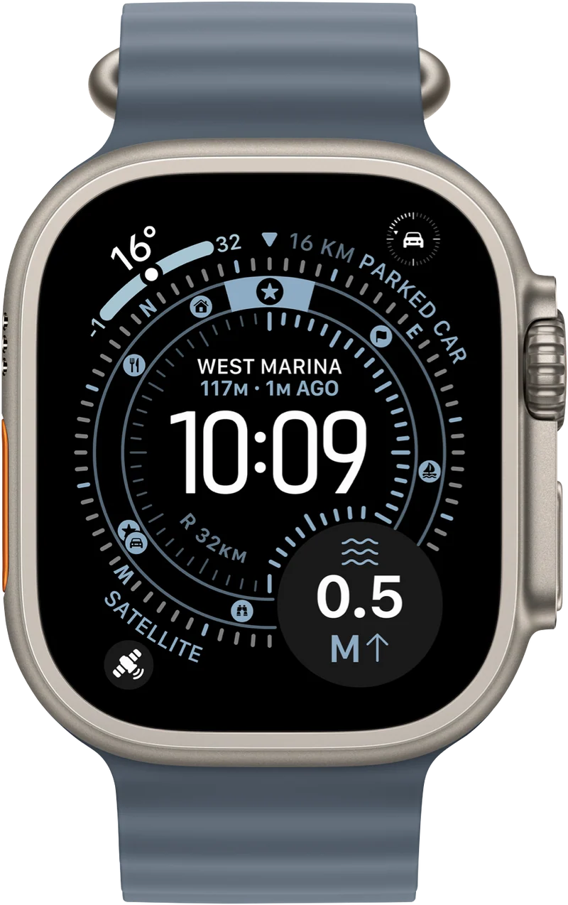 Apple Watch Ultra 3GPS + Cellular49mmNatural Titanium Case - Anchor Blue Ocean Band