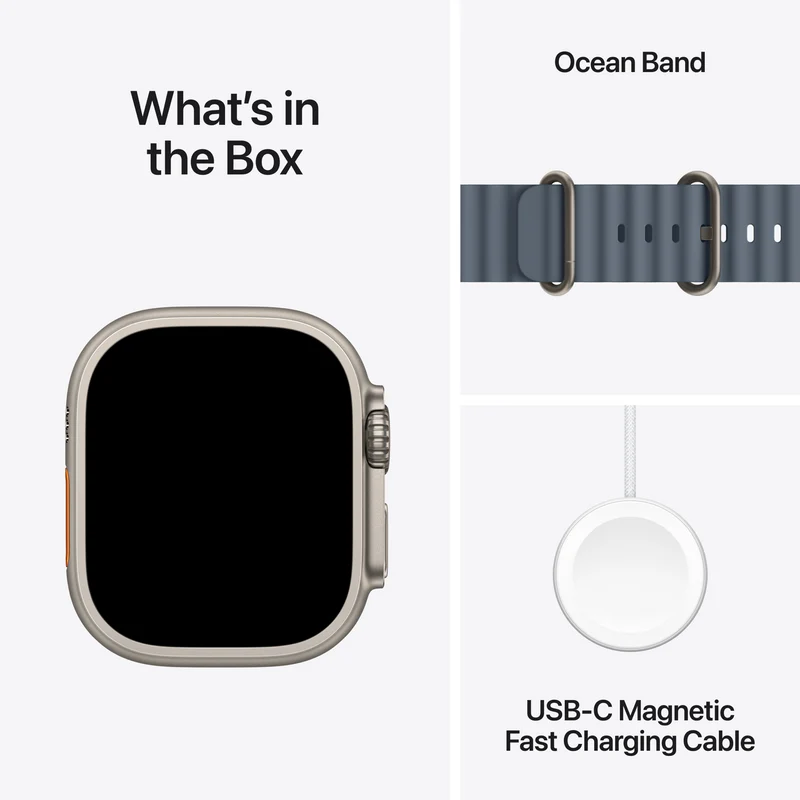 Apple Watch Ultra 3GPS + Cellular49mmNatural Titanium Case - Anchor Blue Ocean Band