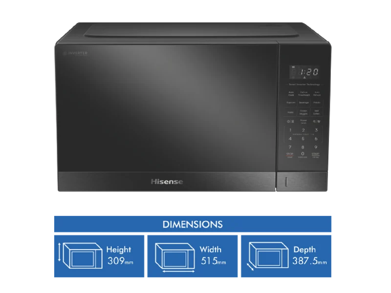 Hisense 34L 1100W Inverter Microwave Dark Stainless Steel