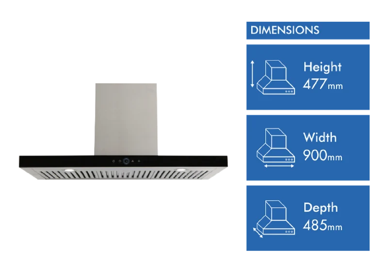 Technika 90cm Canopy Rangehood, Black