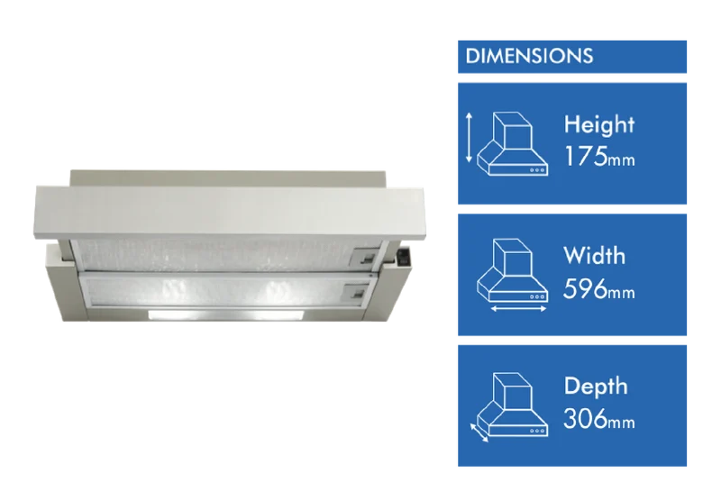 Technika 60cm Slideout Rangehood, Stainless Steel