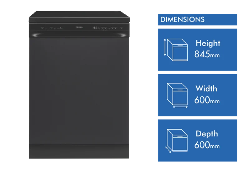 Technika 60cm 14 Place Freestanding Dishwasher, Black Stainless Steel