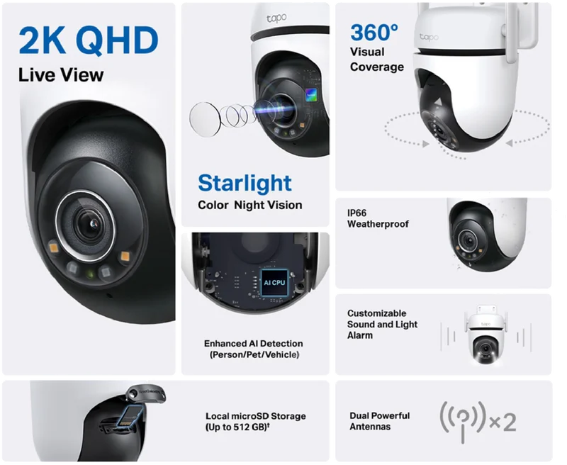 TP-LINK Tapo 2K Outdoor Pan/Tilt Security Wi-Fi Camera