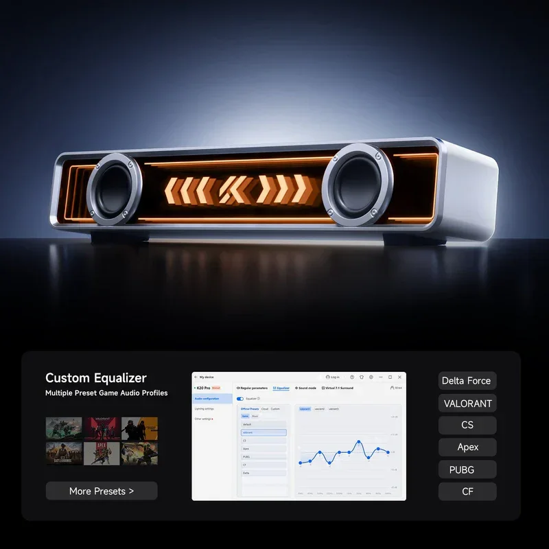 Mchose K20 Pro Gaming Soundbar Black | Dual-mode | 52mm Drivers