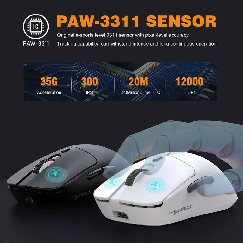 HXSJ T68 Tri-Mode Wireless Gaming Mouse | Long Battery Standby | 6 DPI Levels