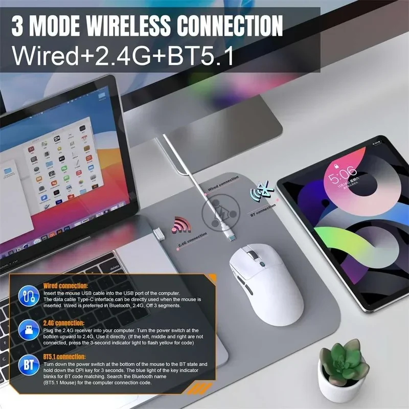 HXSJ T68 Tri-Mode Wireless Gaming Mouse | Long Battery Standby | 6 DPI Levels