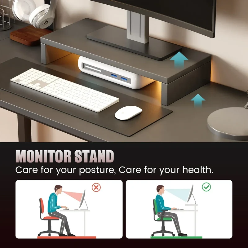 GTRACING L-Shaped Gaming Desk | RGB Lighting | Removable Storage Stands
