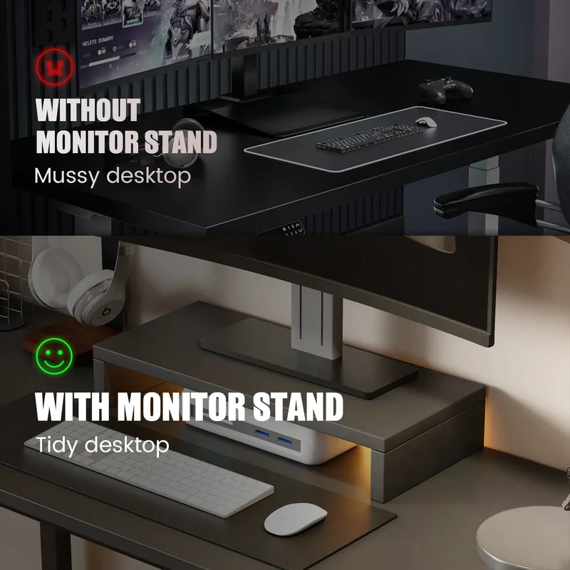 GTRACING L-Shaped Gaming Desk | RGB Lighting | Removable Storage Stands