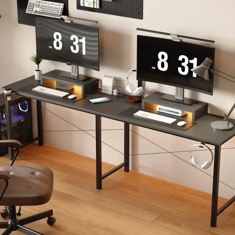 GTRACING L-Shaped Gaming Desk | RGB Lighting | Removable Storage Stands