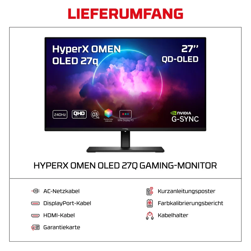 HyperX OMEN OLED 27 Zoll QHD 240 Hz Gaming-Monitor – OMEN OLED 27q