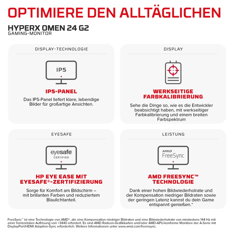 HyperX OMEN 23,8 Zoll FHD 180 Hz Gaming-Monitor – OMEN 24 G2