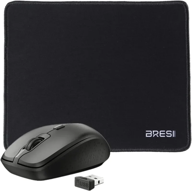 BRES Wireless Silent Mouse + Mouse Pad | USB Nano Receiver | 3 DPI Levels