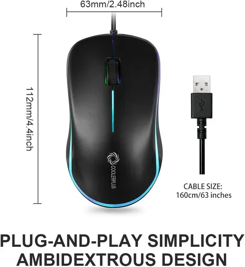 Coolerplus FC112 Wired Gaming Mouse | USB | Easy Click | 1000 DPI