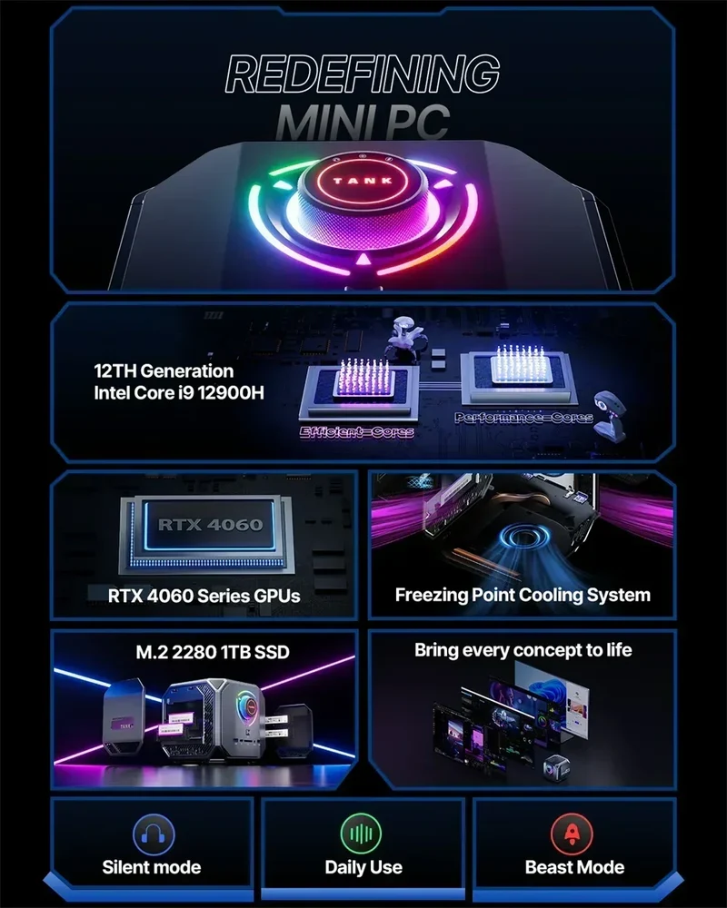 ACEMAGIC M1A TANK 03 Gaming Mini PC | Intel Core i9-12900H | RTX 4060