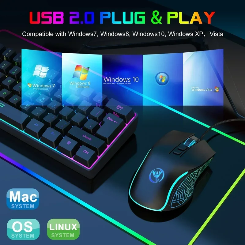 HXSJ X100 Wired Gaming Mouse | RGB Backlit | 7 Buttons | 4 Adjustable DPI up to 3200