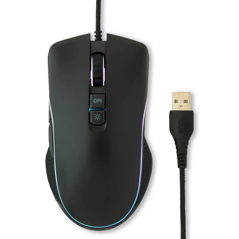 ONN Wired USB Gaming Mouse | Adjustable DPI | Backlit | 7 Buttons