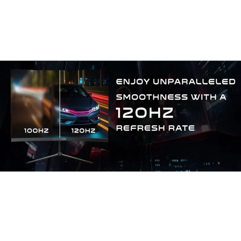 شاشة ألعاب منحنية جيم أون GOC27F120VA بدقة FHD، مقاس 27 بوصة FHD، تردد 120 هرتز، زمن استجابة 1 مللي ثانية، HDMI 2.1، VGA، أسود