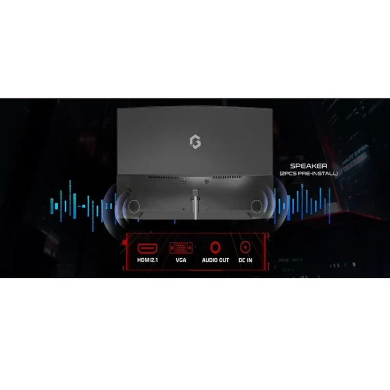 شاشة ألعاب منحنية جيم أون GOC27F120VA بدقة FHD، مقاس 27 بوصة FHD، تردد 120 هرتز، زمن استجابة 1 مللي ثانية، HDMI 2.1، VGA، أسود