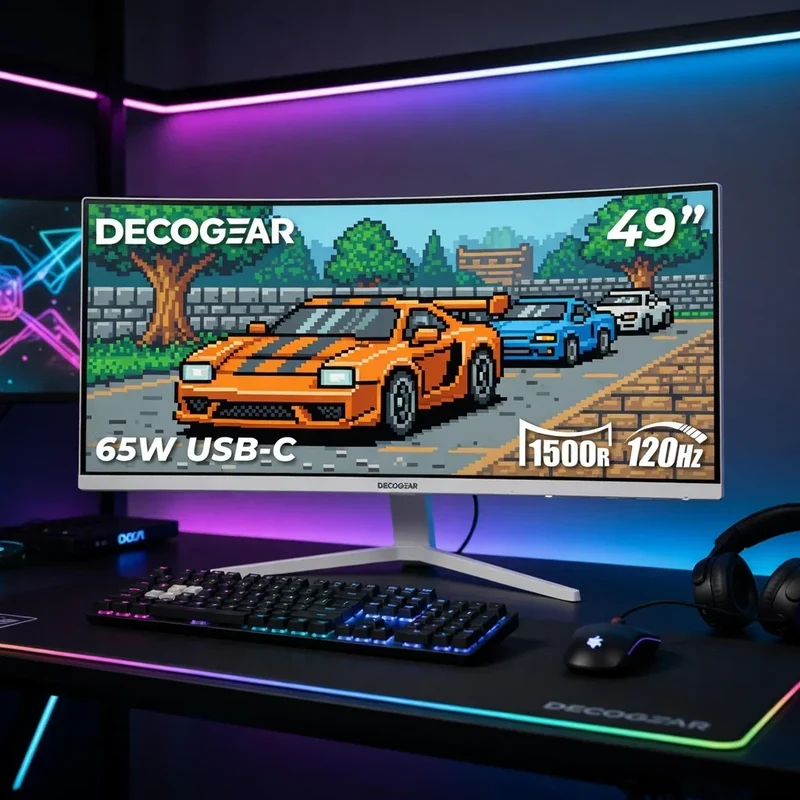 DECOGEAR 49" Curved Ultrawide Gaming Monitor | 5K DQHD 5120x1440 | 120Hz | 1ms MPRT | HDR | 100% sRGB
