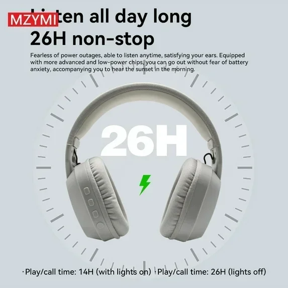 MZYMI B500 Gaming Headset | Bluetooth 5.4 | 3.5mm Audio Cable | IPX5 Waterproof