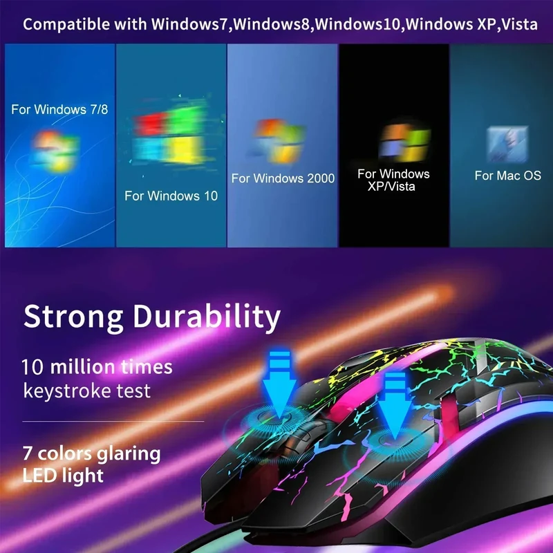 TSV RGB Wired Gaming Mouse | 4 Adjustable DPI Levels | RGB LED Backlit | Black