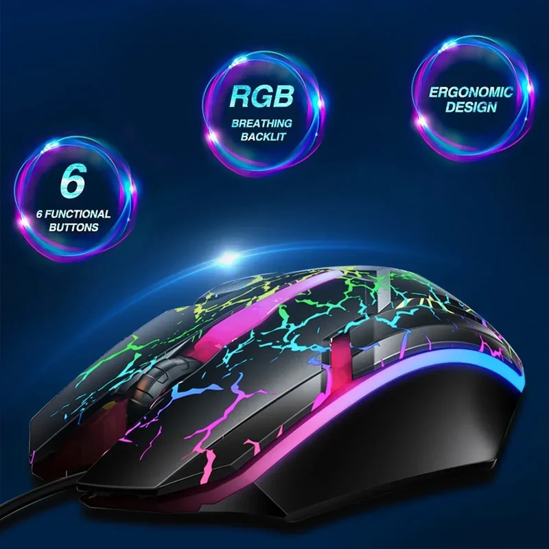 TSV RGB Wired Gaming Mouse | 4 Adjustable DPI Levels | RGB LED Backlit | Black