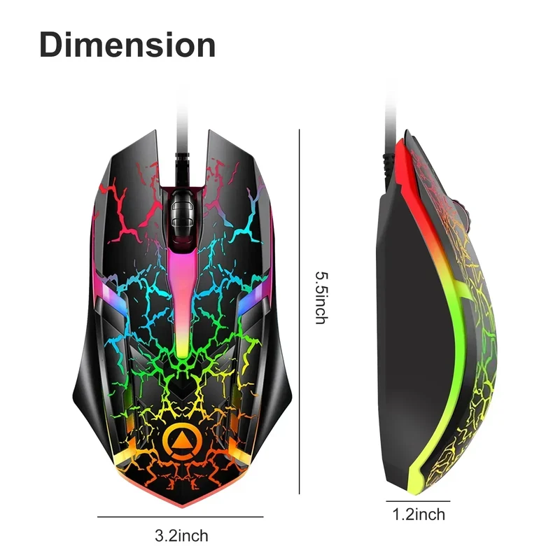 TSV RGB Wired Gaming Mouse | 4 Adjustable DPI Levels | RGB LED Backlit | Black