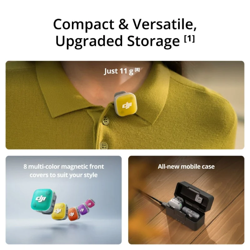 ميكروفون دي جي آي مايك ميني 2، عدد 2 مرسل + مستقبل موبايل واحد + حافظة شحن