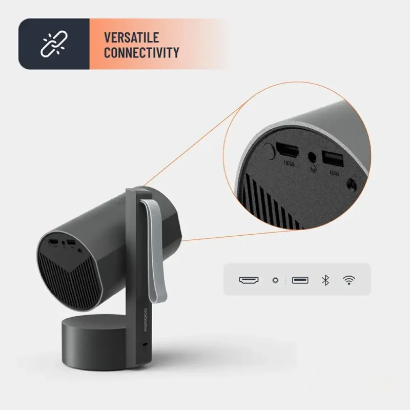 Porodo Full HD Smart Projector - Bluetooth / Wi-Fi / Gray