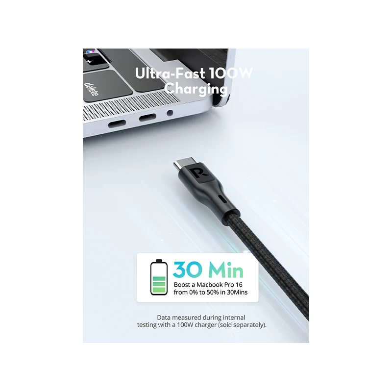 RavPower Cable 1m 100W USB-C to USB-C - Black