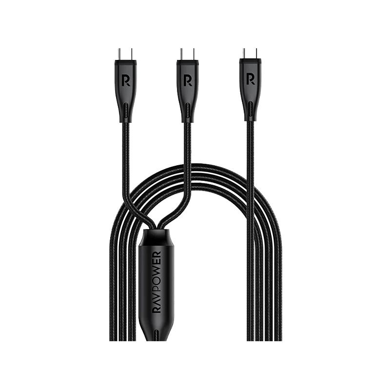 RavPower Cable 1.2m 2 in 1 USB-C to USB-C & USB-C - Black