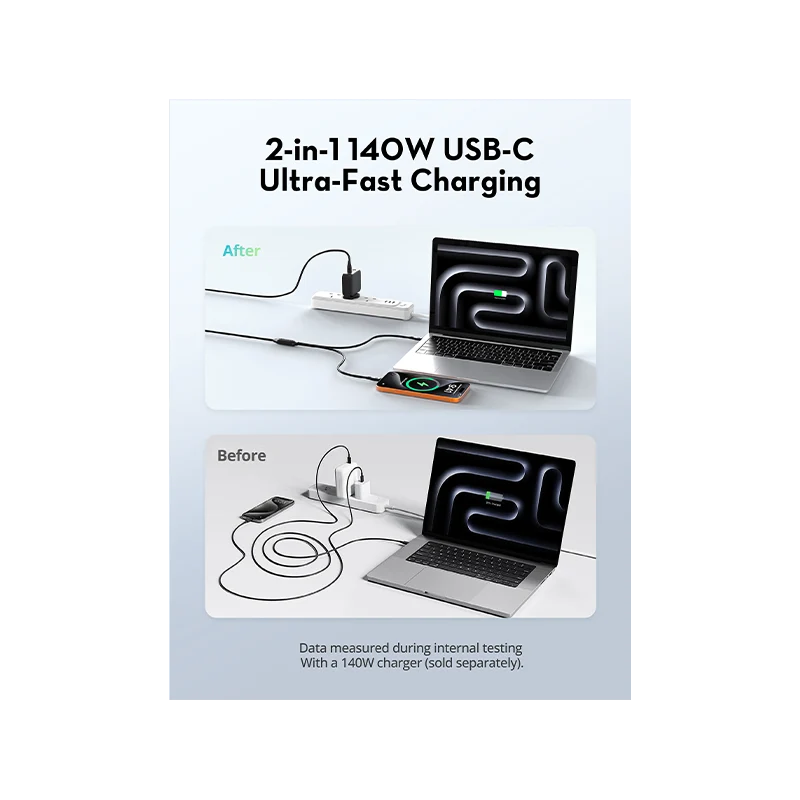 RavPower Cable 1.2m 2 in 1 USB-C to USB-C & USB-C - Black