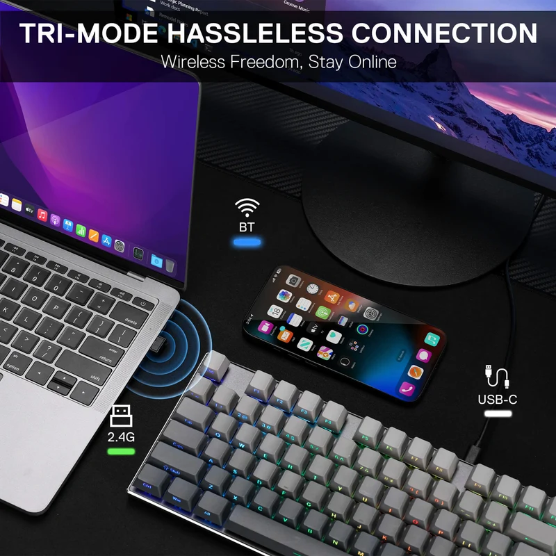 DEVARAIAS K556 PRO Aluminum Keyboard (Side Printed PBT Keycaps)