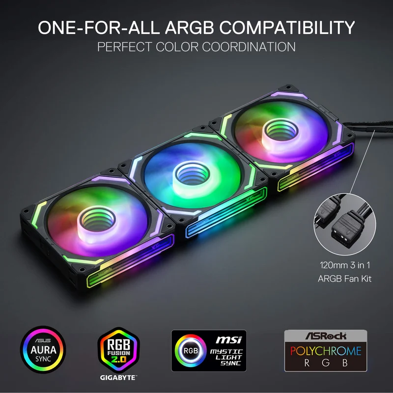 GCF012 Reverse 120mm ARGB PC Case Fan