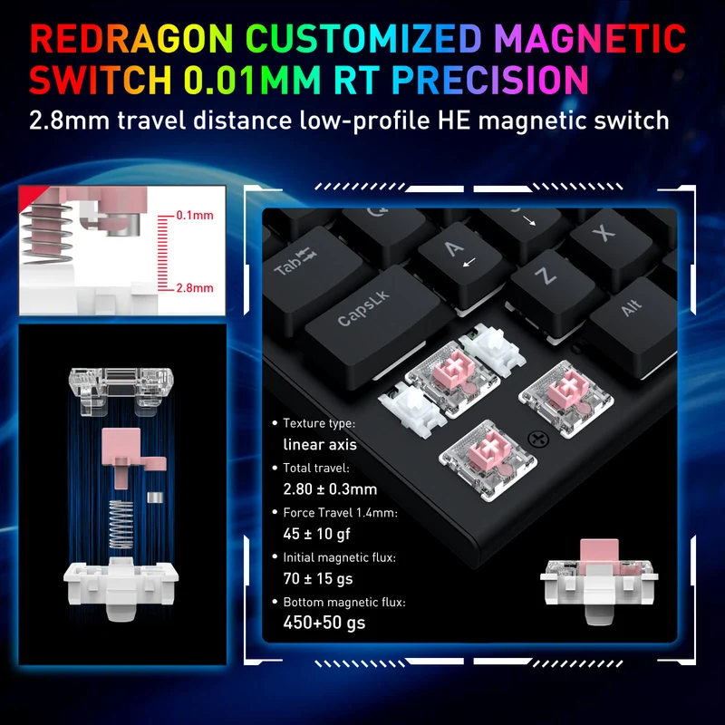 HORUS K618 HE Wired Low-Profile Rapid Trigger Magnetic Keyboard