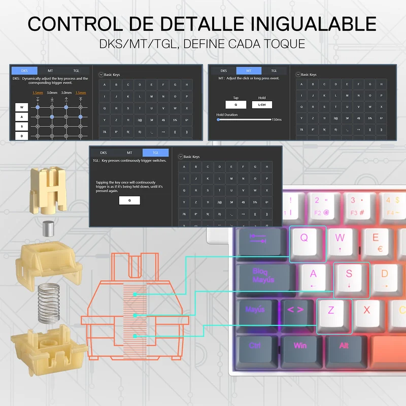 FIZZ K617 HE 60% Teclado Gaming Efecto Hall QWERTY