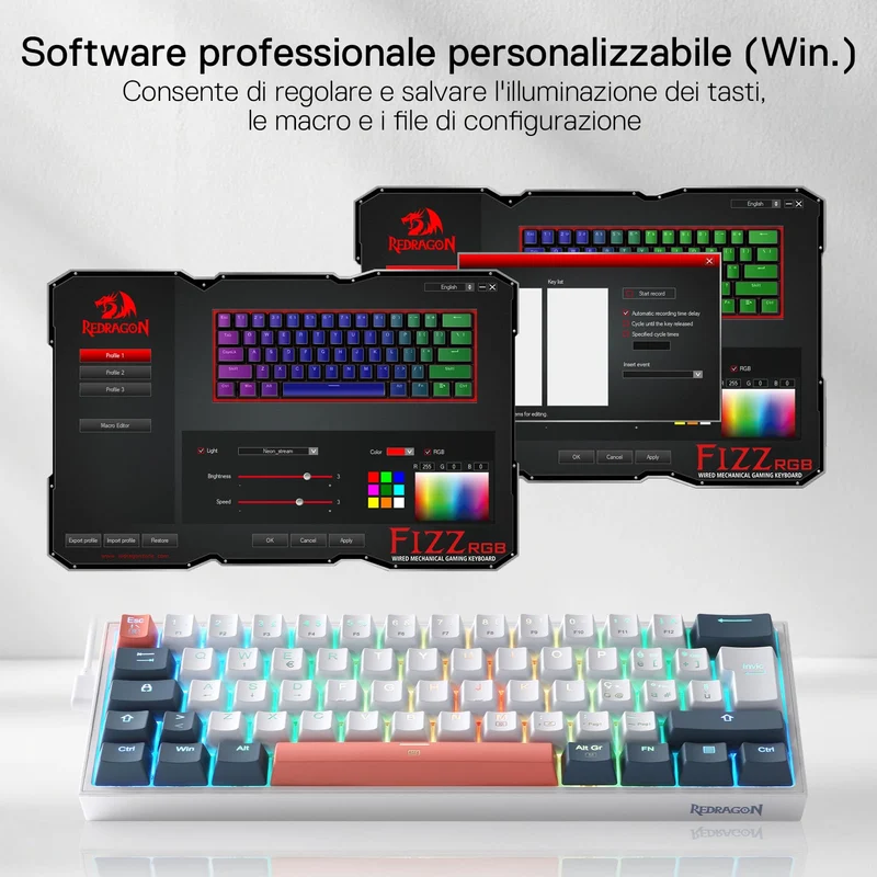 FIZZ K617 60% Tastiera Meccanica Gaming QWERTY – Bianco & Blu