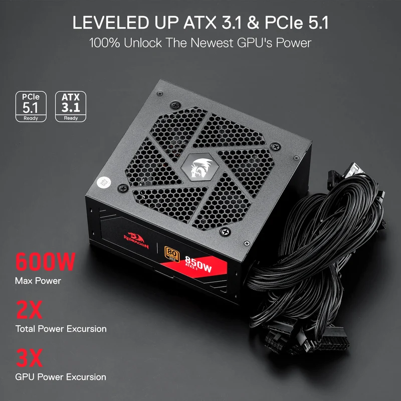 RGMS-850W PRO 80+ ATX 3.1 Gold 850 Watt Power Supply