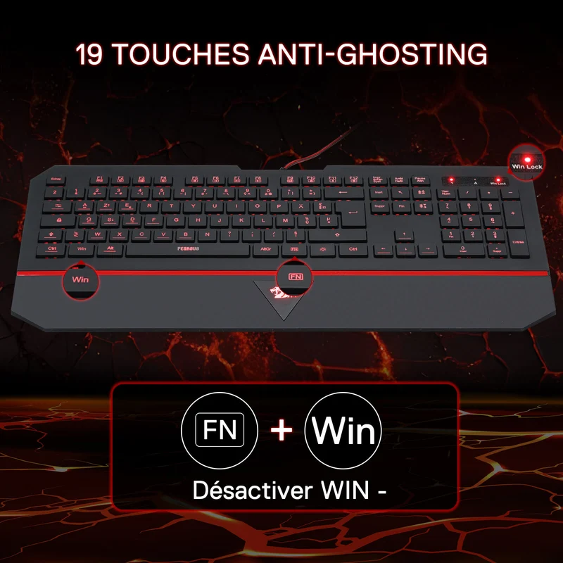 PEGASUS K502 Clavier De Jeu À Membrane Filiaire (French Layout Only)