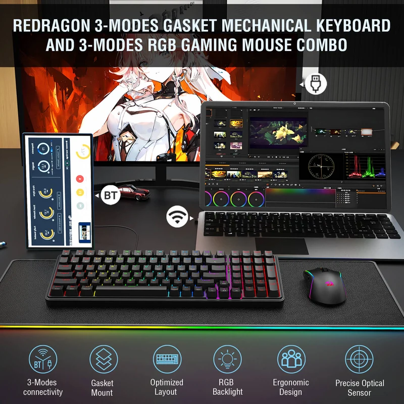 S162 3-Mode Wireless Gaming Keyboard & Mouse Combo
