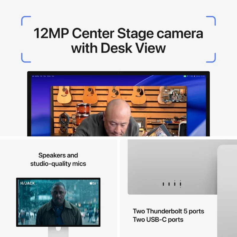 شاشة آبل ستوديو ديسبلاي XDR مع حامل قابل لتعديل الميل والارتفاع - زجاج قياسي / Thunderbolt 5 / حجم 27.0 بوصة 5K ريتينا / سطوع 1000 شمعة/م² / USB-C / (موديل 2026)
