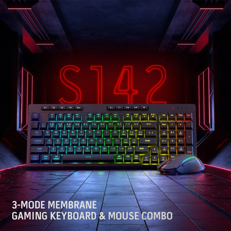 (Open-box) RYLO PRO S142 Membrane Keyboard & Mouse Tri-Mode Combo