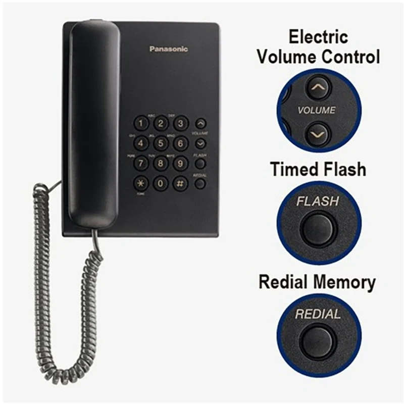 Panasonic Single Line Telephone Set - Black - KX-TS500FXB