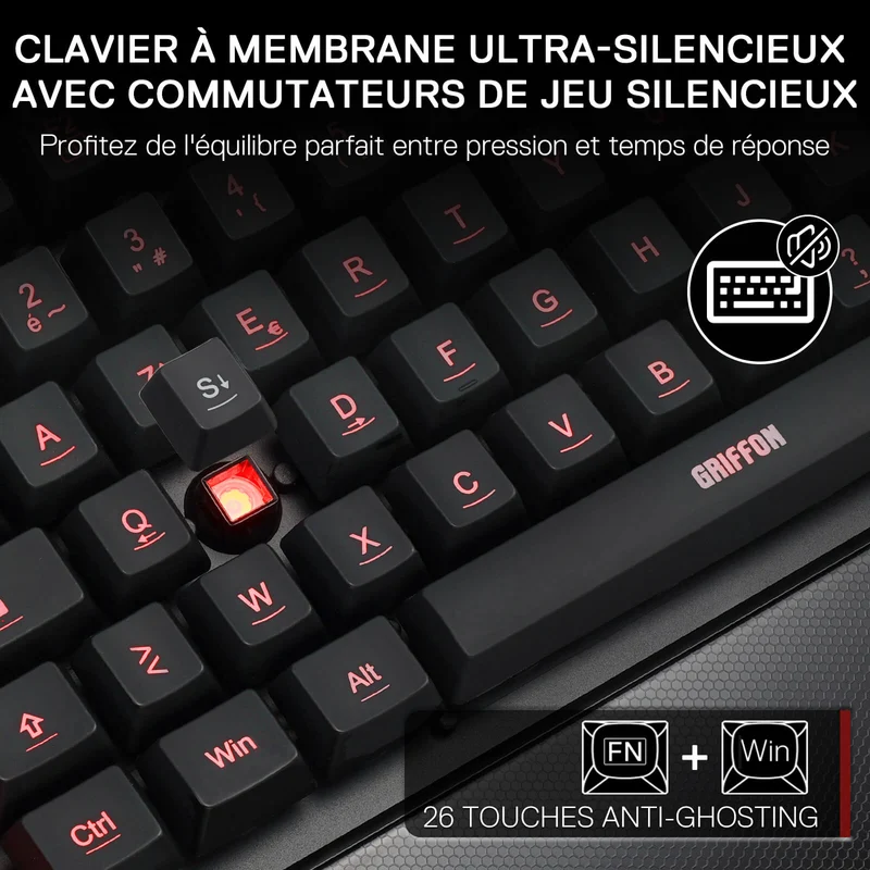 GRIFFON K505 Clavier De Jeu À Membrane Filaire (French Layout Only)