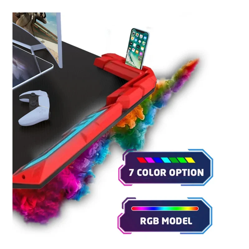 مكتب ألعاب جادجيت أون T2-1200R بإضاءة RGB متدفقة - أسود/أحمر