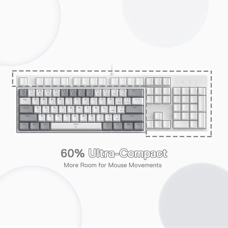 FIZZ K617 60 White & Grey Small Mechanical keyboard