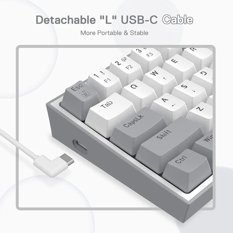 FIZZ K617 60 White & Grey Small Mechanical keyboard