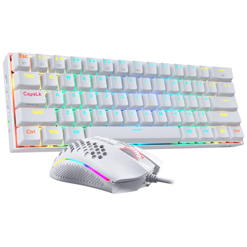 K530 PRO 60% RGB Wireless Mechanical White Keyboard (Brown Switch) M808 White Lightweight RGB Gaming Mouse Bundle